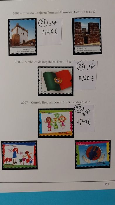 Selos de Portugal Novos c/Goma.Ano 2007. Ref. 2-16/10
