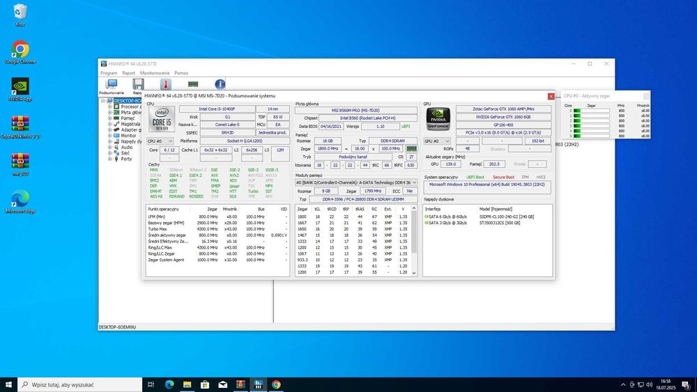 Komputer stacjonarny do gier / nauki  " i5 10400f gtx 1060 6gb amp "