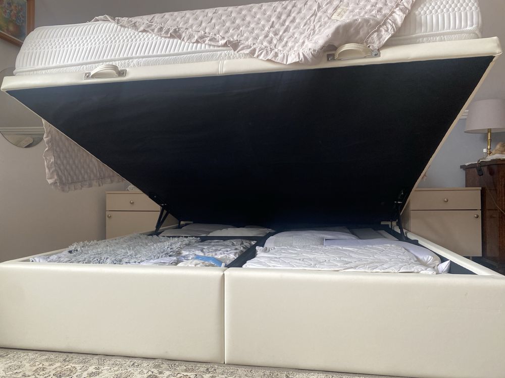 Łóżko kontynentalne 180x200 z pojemnikiem + materac HILDING