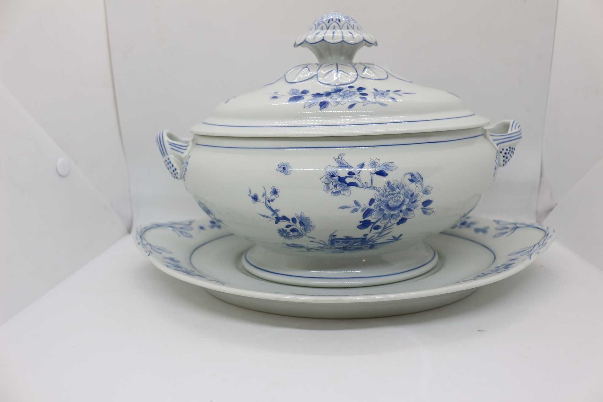 Terrina Média com Travessa Vista Alegre Decoração Imari Azul 1947