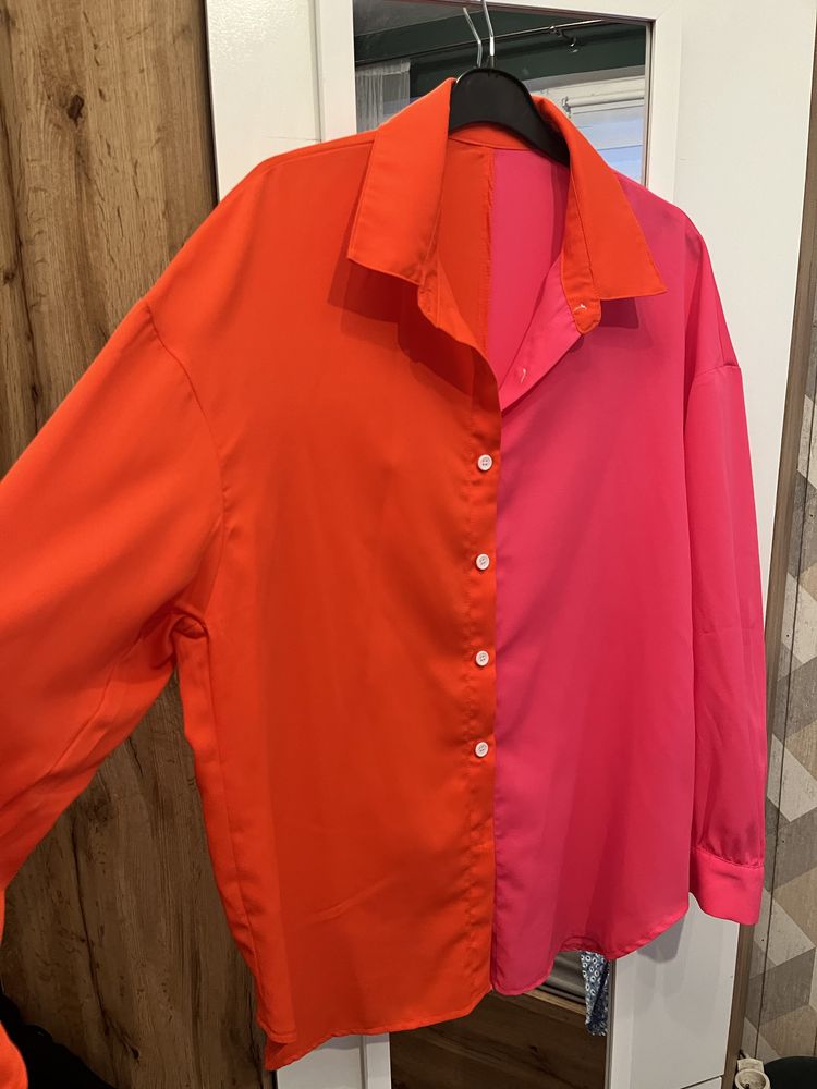 Różowo-pomarańczowa koszula Shein