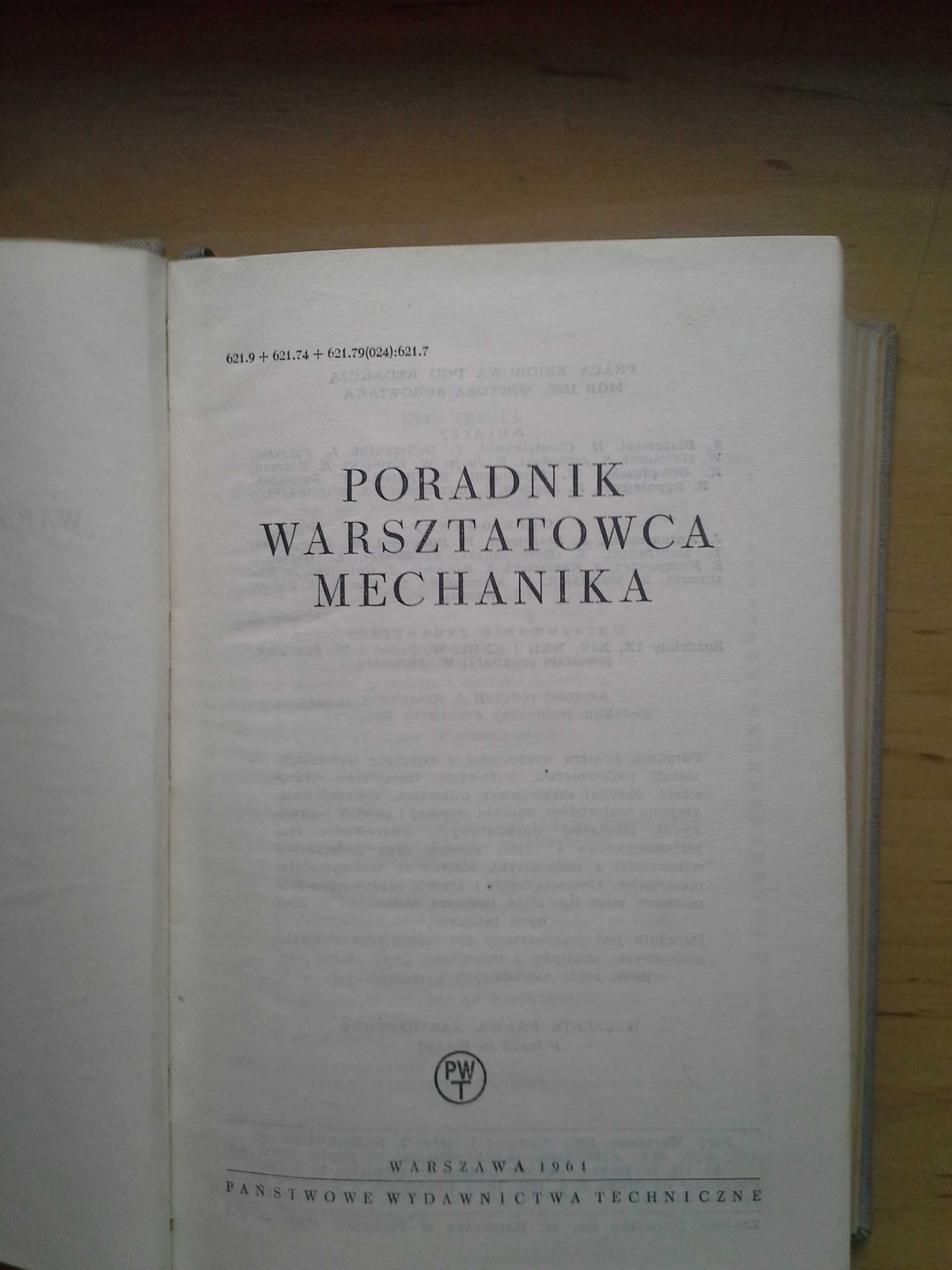 Poradnik Warsztatowca Mechanika, Wiktor Surowiak, wydanie I, 1961r.