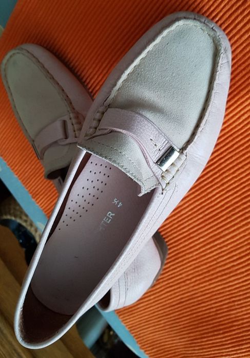 Brazylia, Mokasyny 37/38 (r. 4,5) skora, pudrowy róż, Made in Brasil