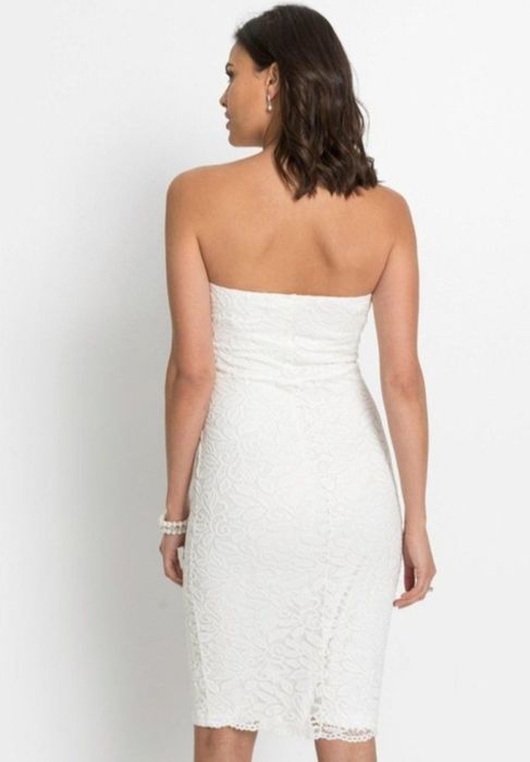 Wyprzedaż sukienka 32 34 śmietankowa koronka cywilny poprawiny panieńs