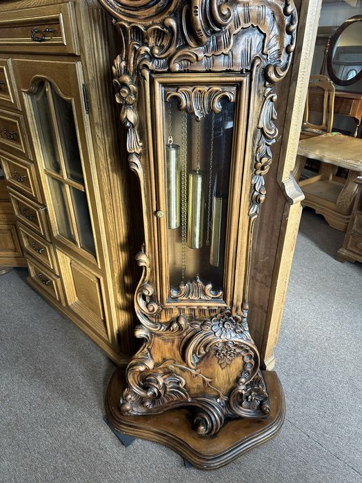 Zegar stojący barokowy Antyk bogato rzeźbiony kwadransiak