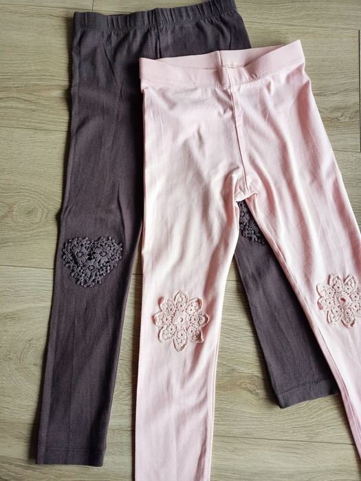 Legginsy dziewczęce 2pak różowe i grafitowe 116