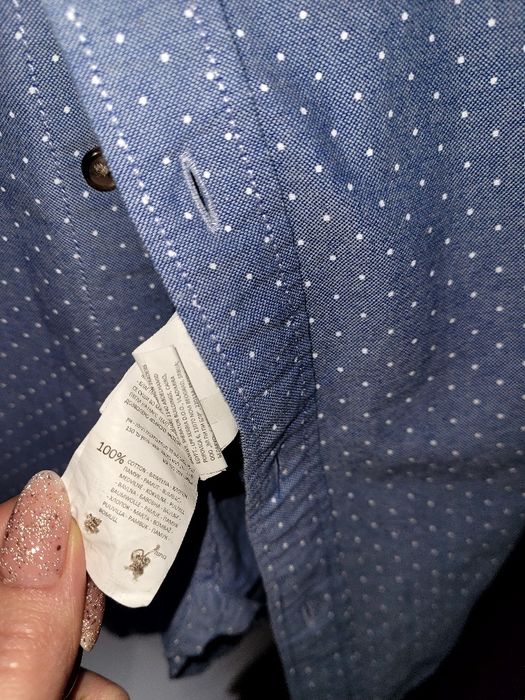 Błękitna / niebieska koszula w kropki Reserved rozm. XXL bawełna 100%