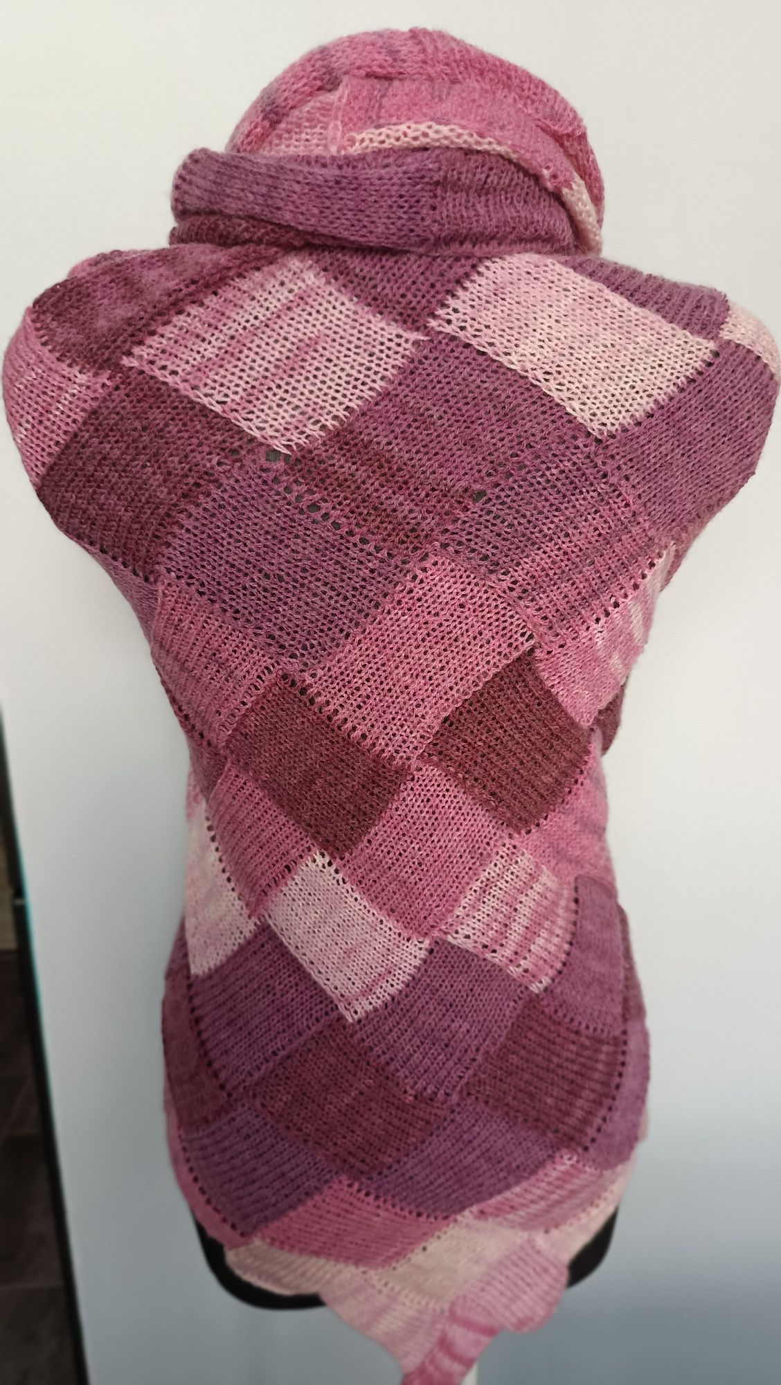Ciepła chusta - na drutach - handmade