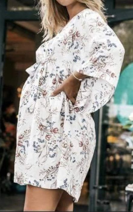 Sukienka kimono white z paskiem I zamkami do karmienia ciążowa misimi