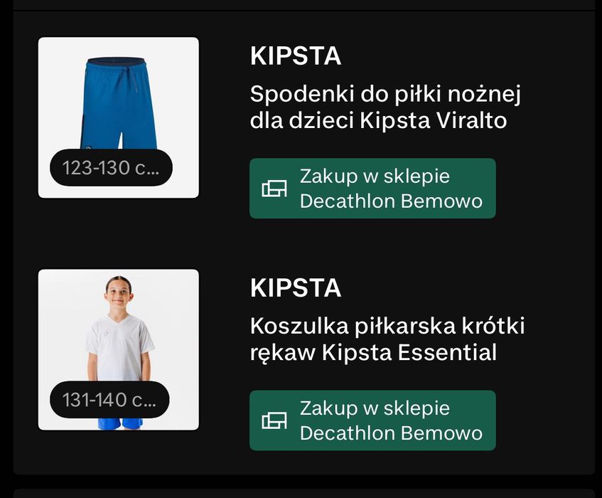 NOWY Strój na WF / piłkę 128 KIPSTA