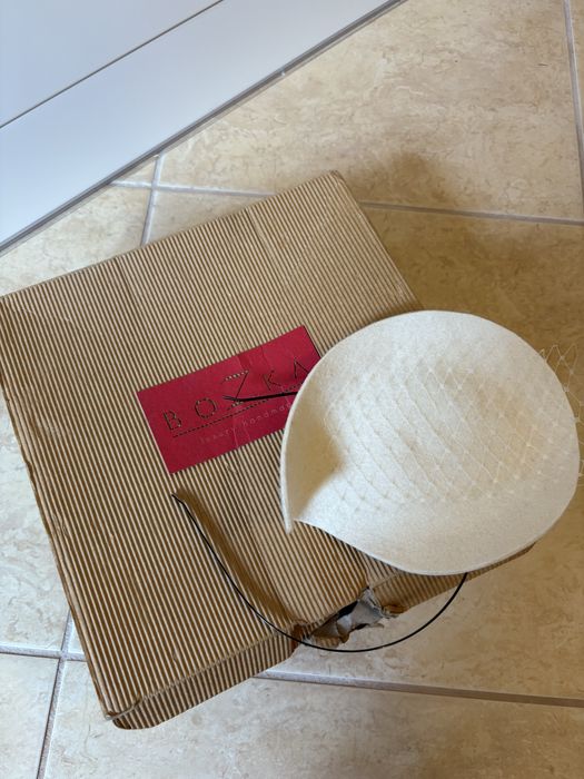 Fascynator biały liść z woalką - boZka