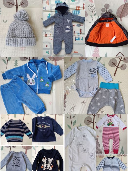 Одяг на хлопчика 6-9 міс, 68-74см, шапочка, куртка, костюм