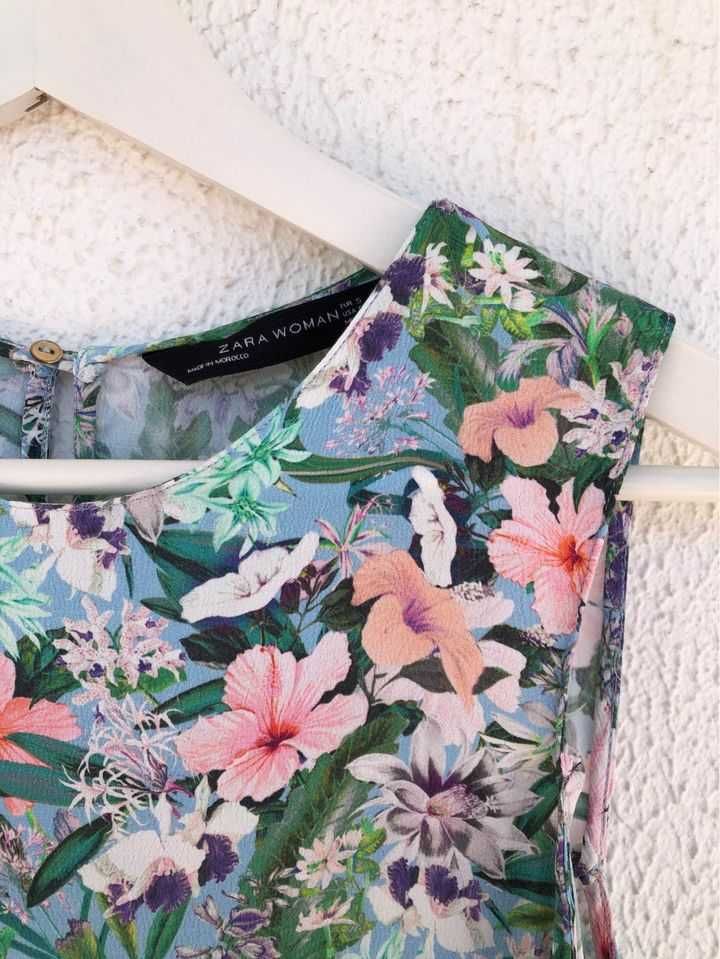 Blusa sem alças florida Zara M