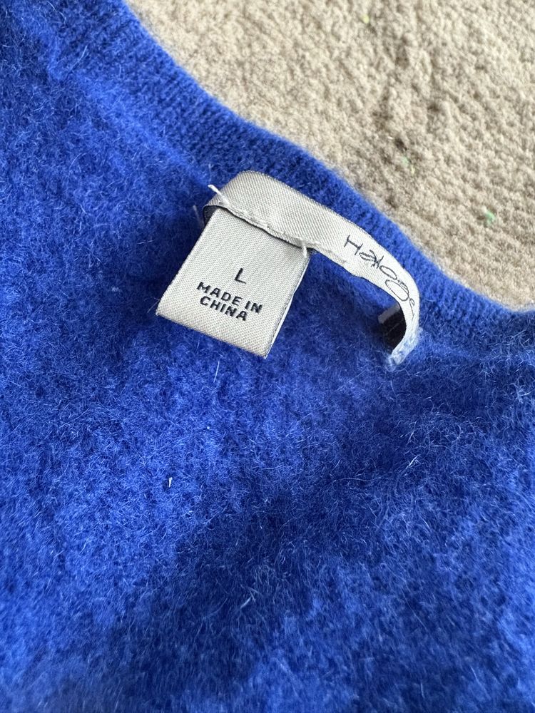 Sweter kaszmiorwy chabrowy dekolt v S