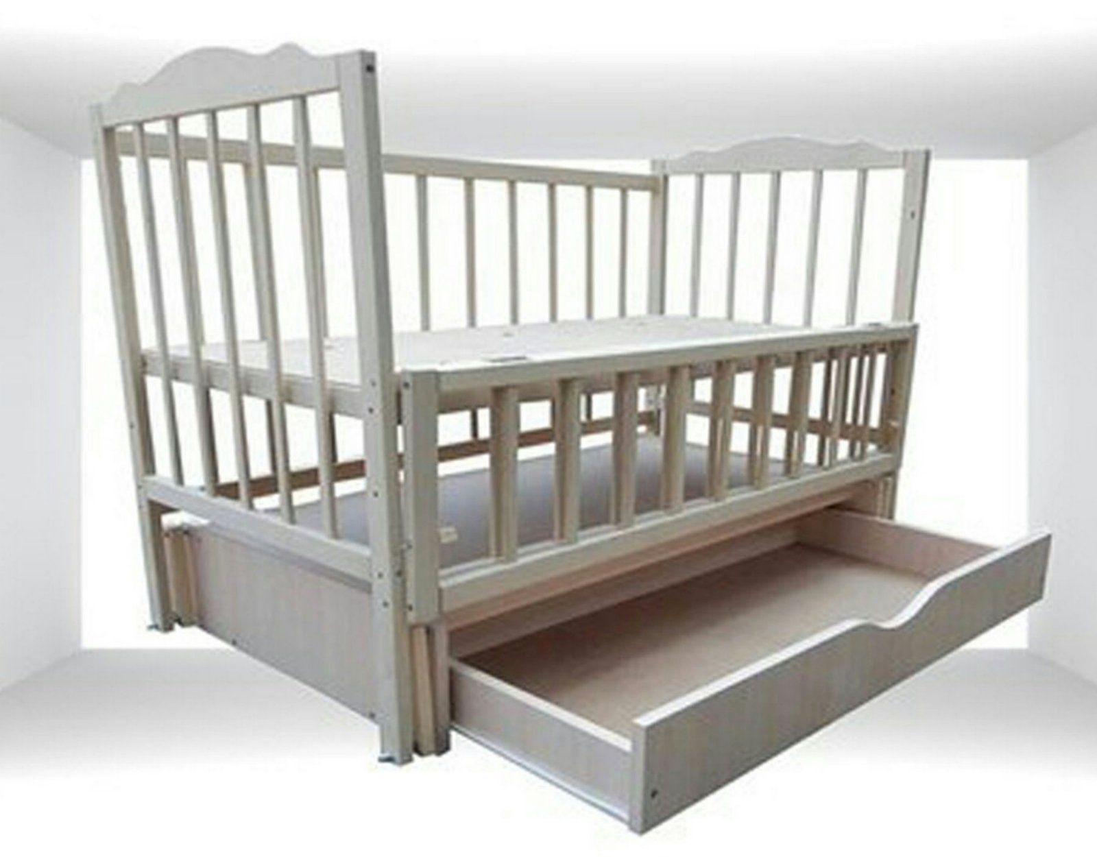 Нові Дитяче ліжко на маятниках з ящиком Білі Кроватка кровать детская