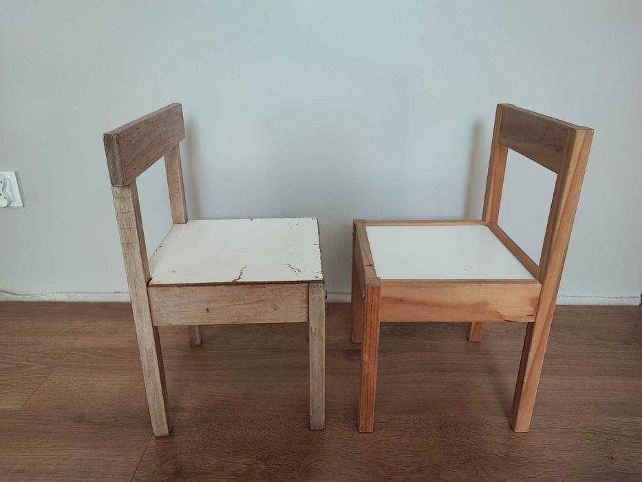 Dwa krzesełka Laty Ikea stołki krzesła dziecięce drewniane sosna
