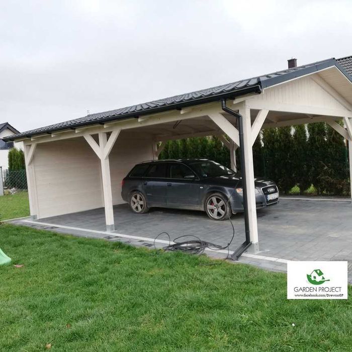 wiata carport2 z dachem dwu spadowym na dwa auta