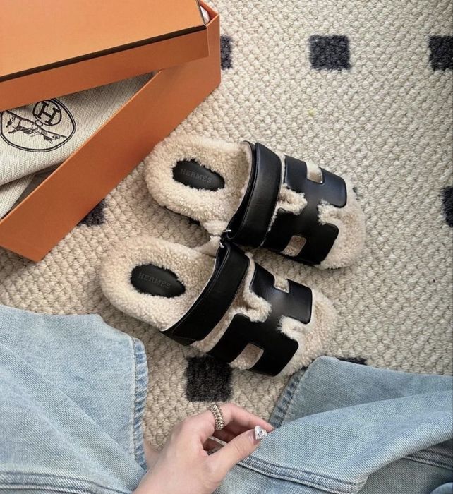 Hermes sandały klapki skóra