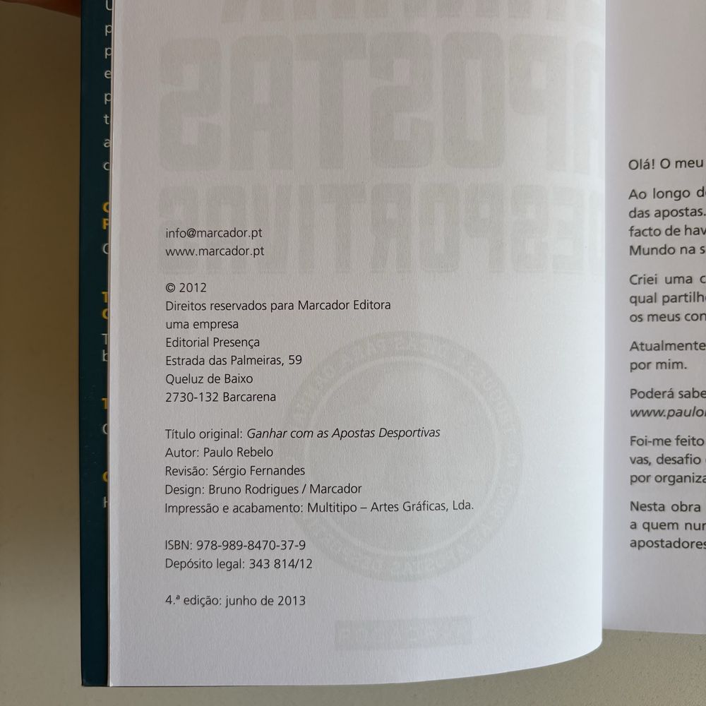 Livro “Ganhar com as apostas desportivas” de Paulo Rebelo