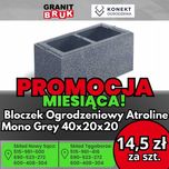 Bloczek Ogrodzeniowy Atroline 40x20x20 Mono Grey PROMOCJA 14,50 zł/szt
