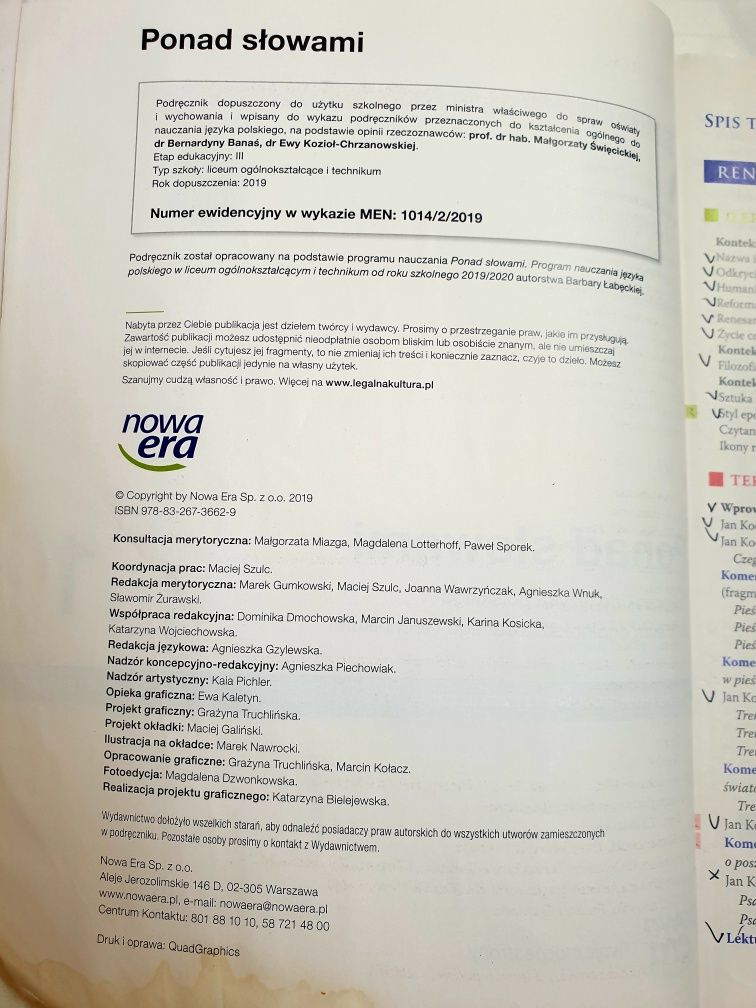 Ponad słowami-1 ,część 2 .Podręcznik dlia języka polskiego