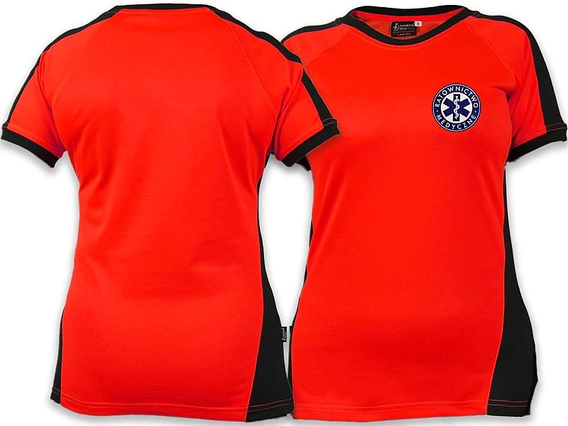 Koszulka FLUO damska RATOWNICTWO MEDYCZNE niebieskie logo (S)