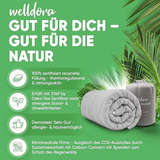 Kołdra dla alergików 200x200 Welldora OPTICLIMA Dwuczęściowa Lato Zima
