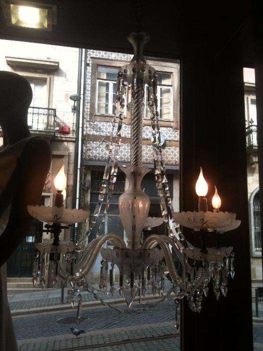 Lustre candeeiro em cristal de tecto