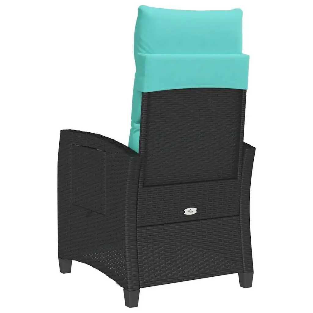 Cadeira De Jardim Reclinável Com Mesa De Apoio Vime Pe Preto