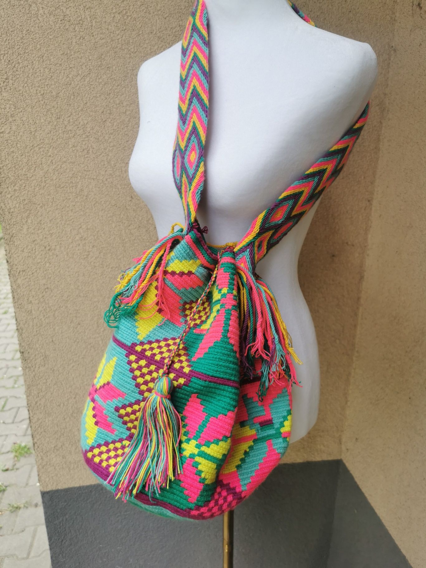 Worek torebka Wayuu z Kolumbii pleciona ręcznie boho nowa