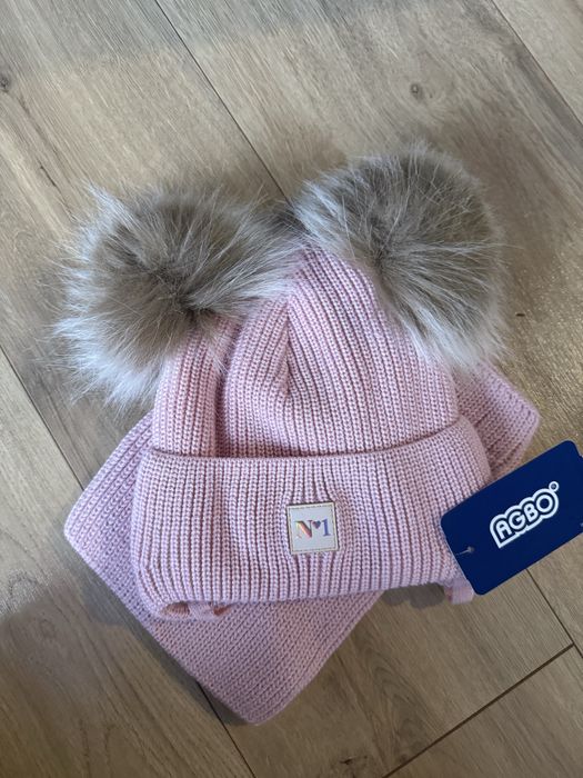 Komplet zimowy ocieplany dla dziewczynki różowy Agbo