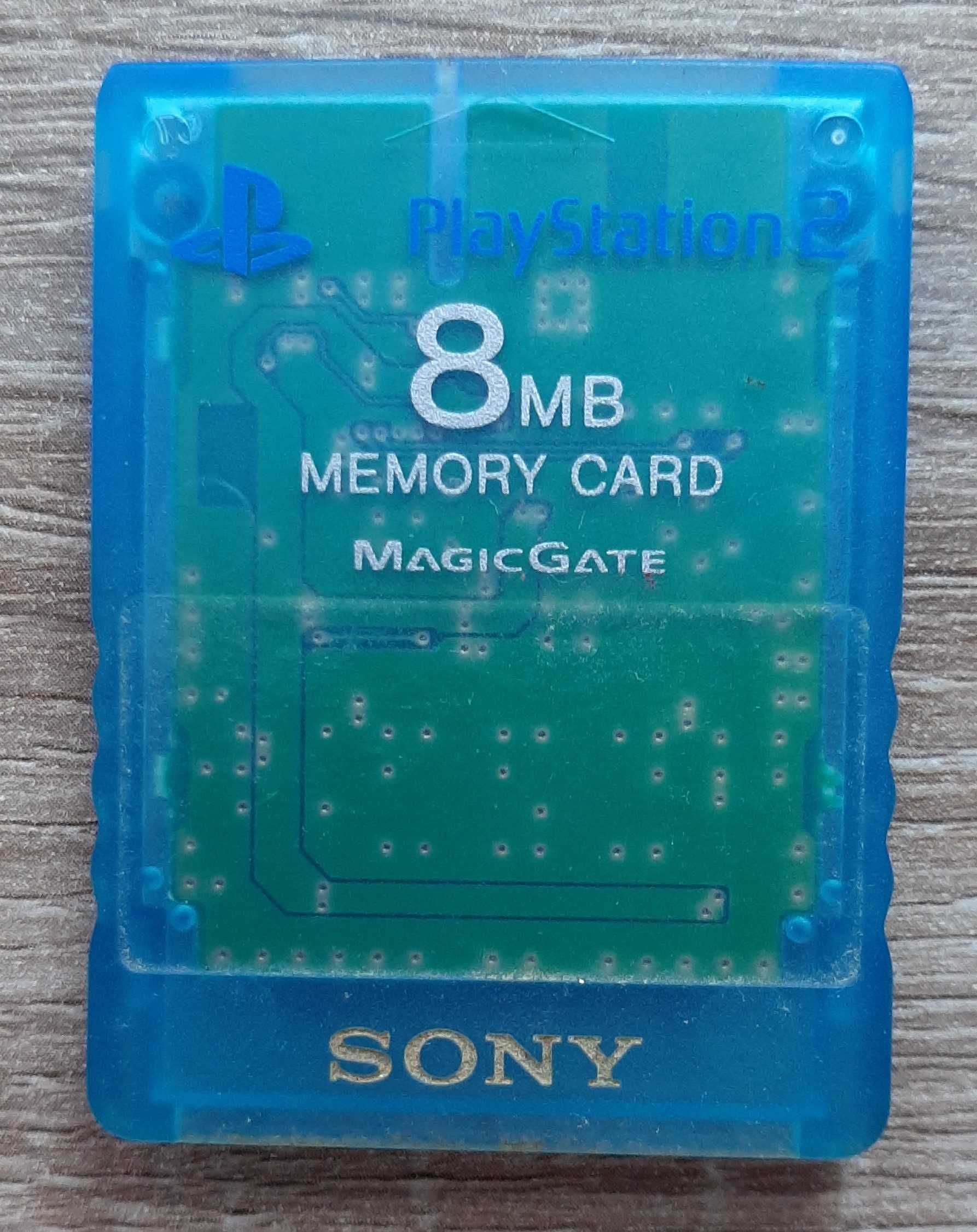 Playstation 2, com cabos e cartão de memória