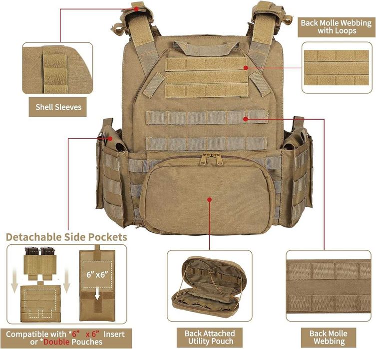 Тактический жилет, 3D дышащий жилет HUNTIT с системой MOLLE