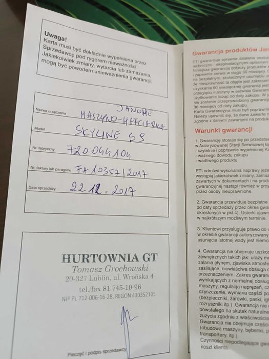 Maszyna do szycia  Maszyno-hafciarka Janome SKYLINE S9