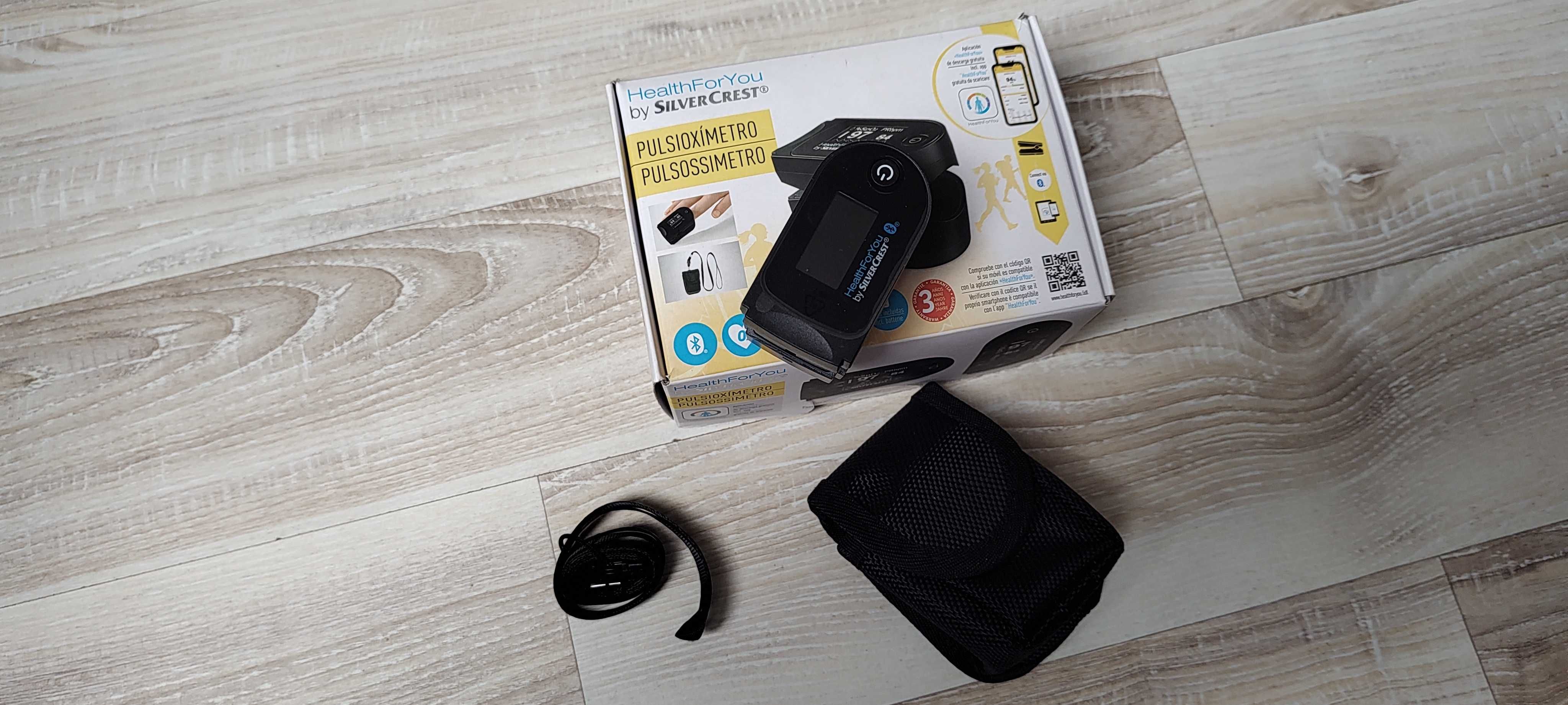 Silvercrest pulsoksymetr z bluetooth aplikacją i etui