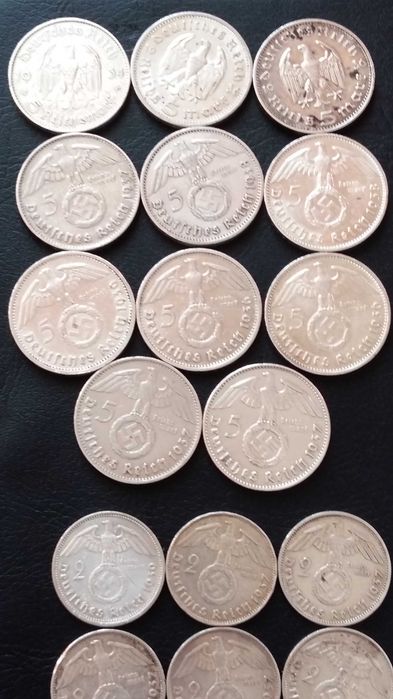 5 marek 2 marki 1934 , 1936 , 37 , 38 , 1939