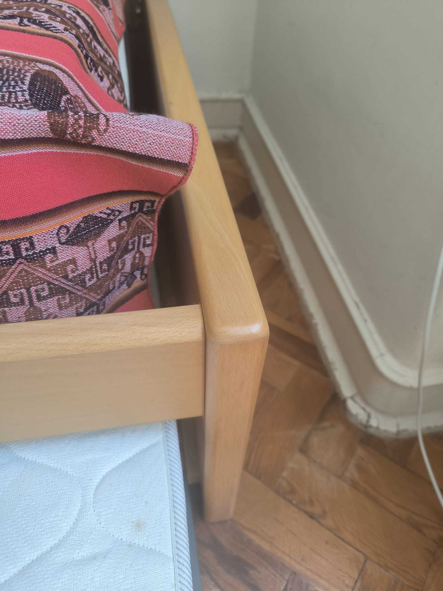 Cama dupla de solteiro em faia maciça com estrados de ripas