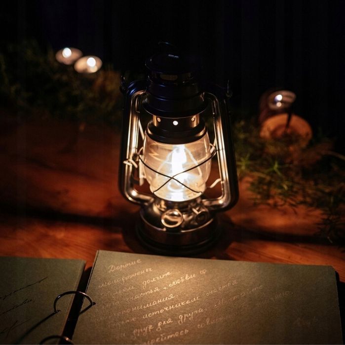 Lampa naftowa srebrna 24cm