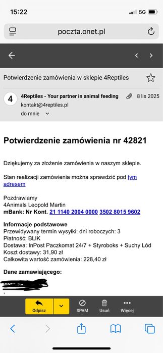 Myszy mrożone 1 kilogram (niecały) karmówka dla węża