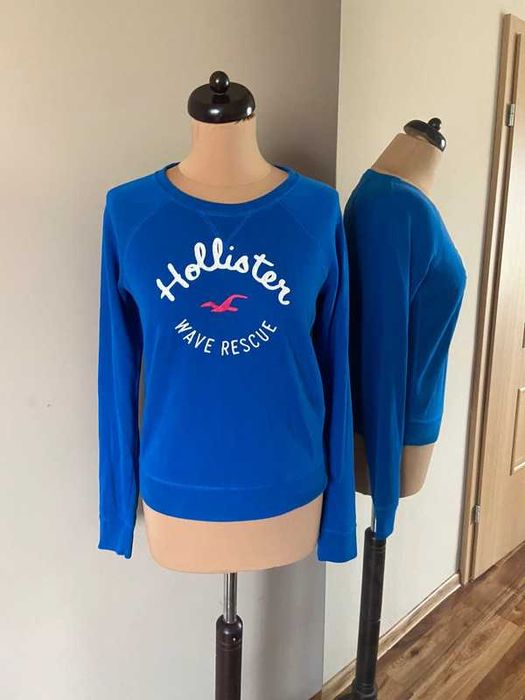 Hollister bluza sweter damski niebieski chaber nadruk basic