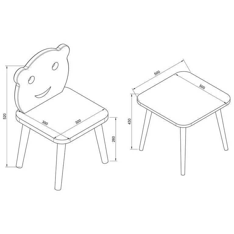 Stolik i dwa krzesełka miś