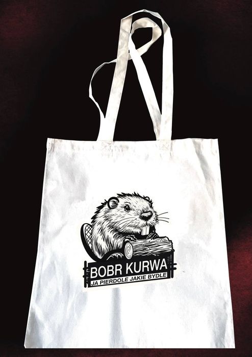 Torba bawełniana "Bóbr" autorska torba na zakupy
