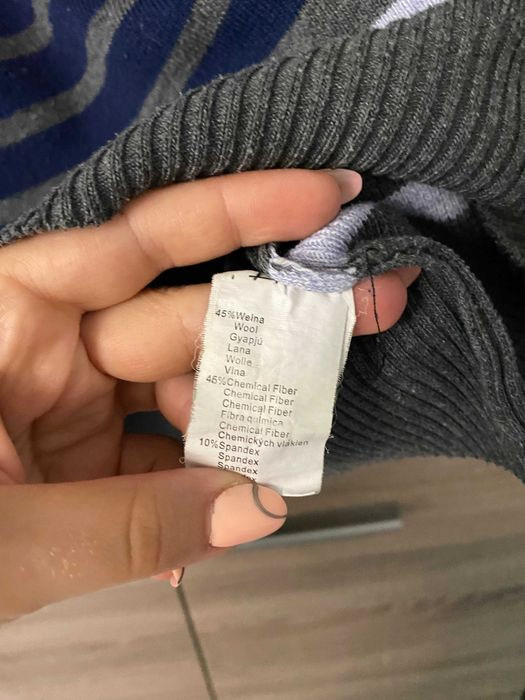 Męski sweter ciepły gruby z zamkiem na zimę zimowy XL wełniany