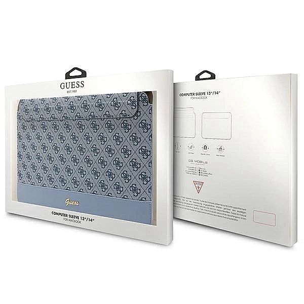 Pokrowiec Guess 4G Stripe Metal Logo na laptopa 14" - niebieski