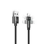 USAMS Kabel pleciony obrotowy U60 2ALightning czarny/black 1m
