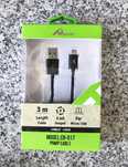 Cabo carregador Micro USB - 3 metros - Novo
