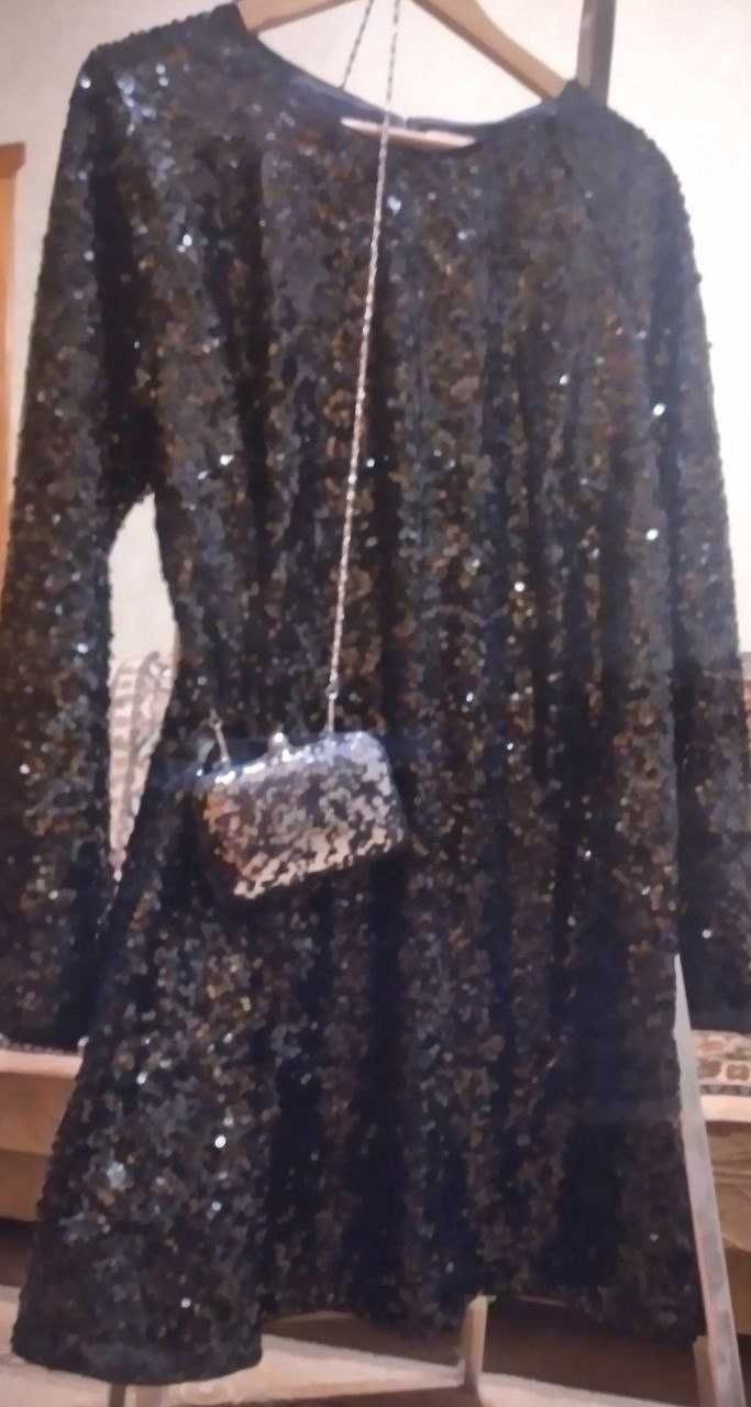Сукня з паєтками та сумочка Total shine look