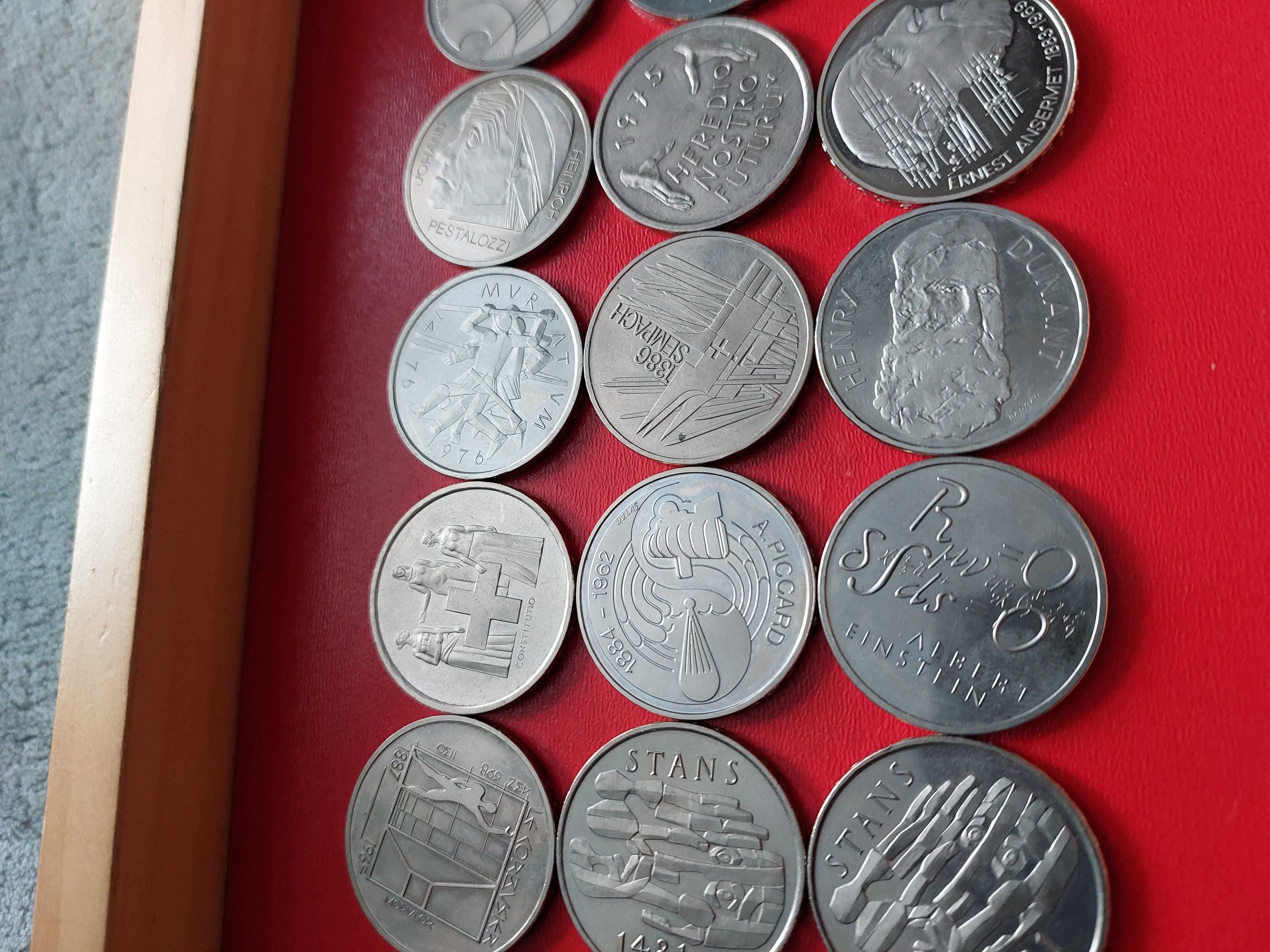 Zestaw monet Szwajcaria 5 Fr. Monety okolicznościowe.
