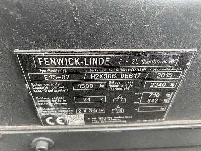 Wózek widłowy elektryczny Linde E15-02, 1,5t, 2015r, Duplex 2,8m, UDT