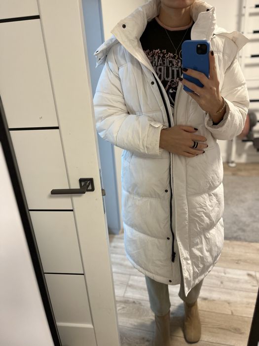 Біла куртка пальто  пуховик L